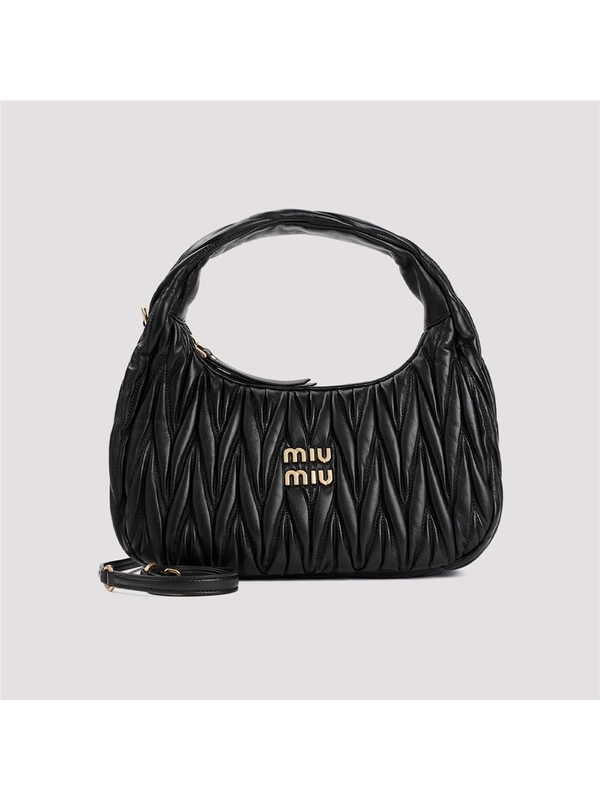 미우미우 FW24 Miu Miu Leather Matelasse Wander Shoulder bag Black 5BC153VOOO.N88