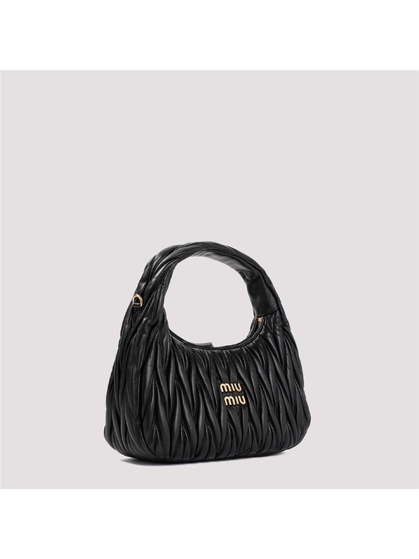 미우미우 FW24 Miu Miu Leather Matelasse Wander Shoulder bag Black 5BC153VOOO.N88