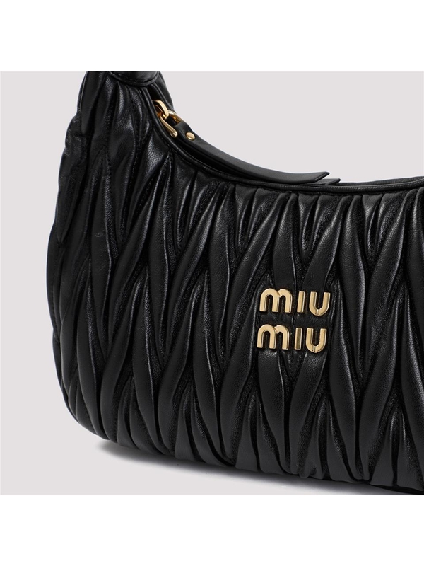 미우미우 FW24 Miu Miu Leather Matelasse Wander Shoulder bag Black 5BC153VOOO.N88