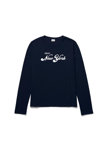 KULE 큘 THE MODERN LONG HELLO NEW YORK T-SHIRT - NAVY