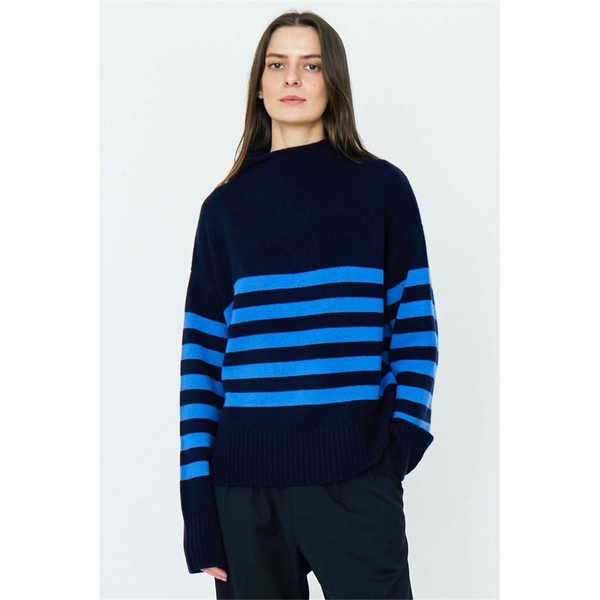 KULE 큘 THE LUCCA TURTLENECK SWEATER - NAVY/ROYAL BLUE