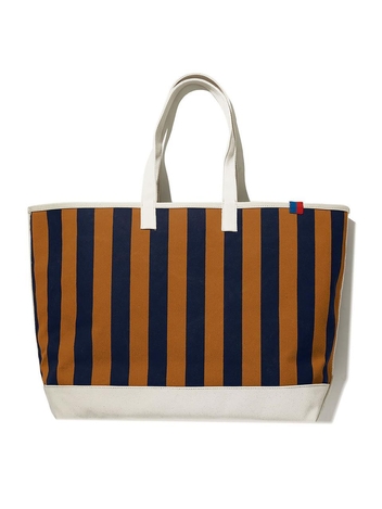 KULE 큘 THE OVER THE SHOULDER STRIPED TOTE - VICUNA/NAVY