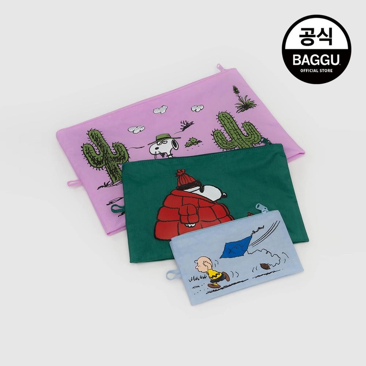 BAGGU 바쿠 고 파우치 3SET 스누피 피넛