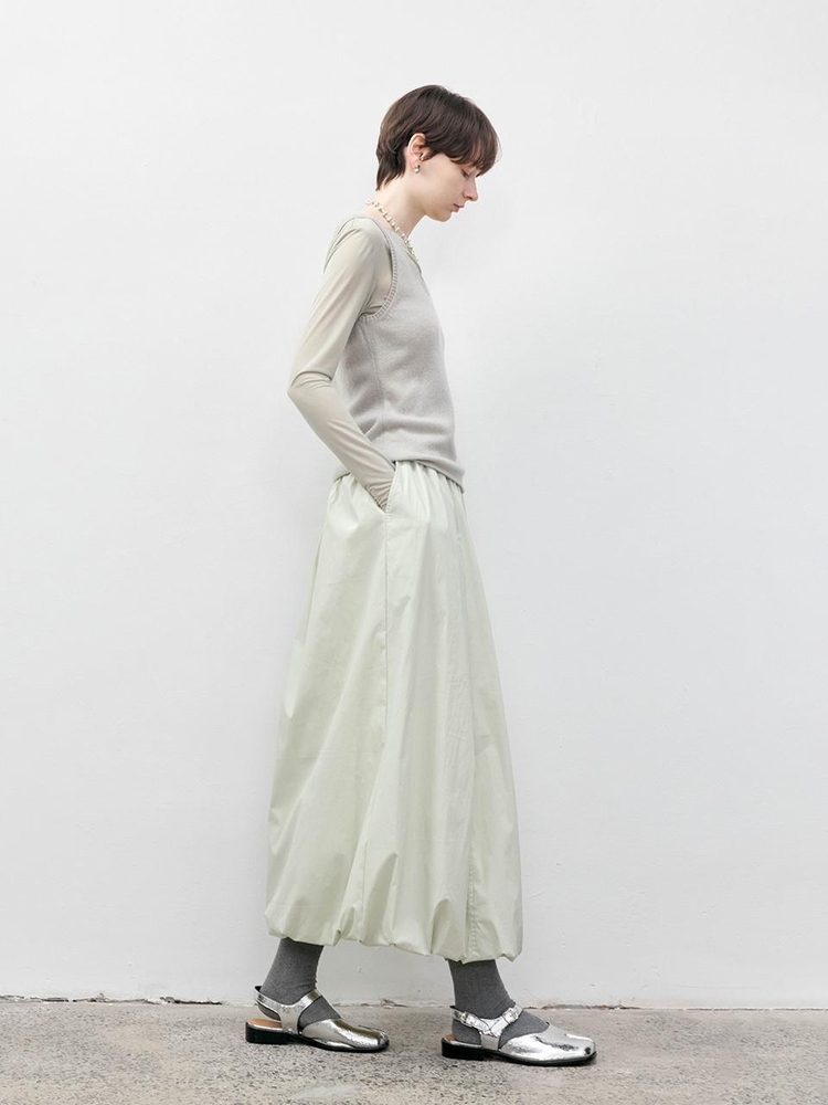 TG_Pleated long balloon skirt_MINT