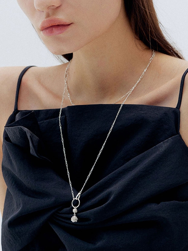 DOUBLE THREAD BALL LONG NECKLACE