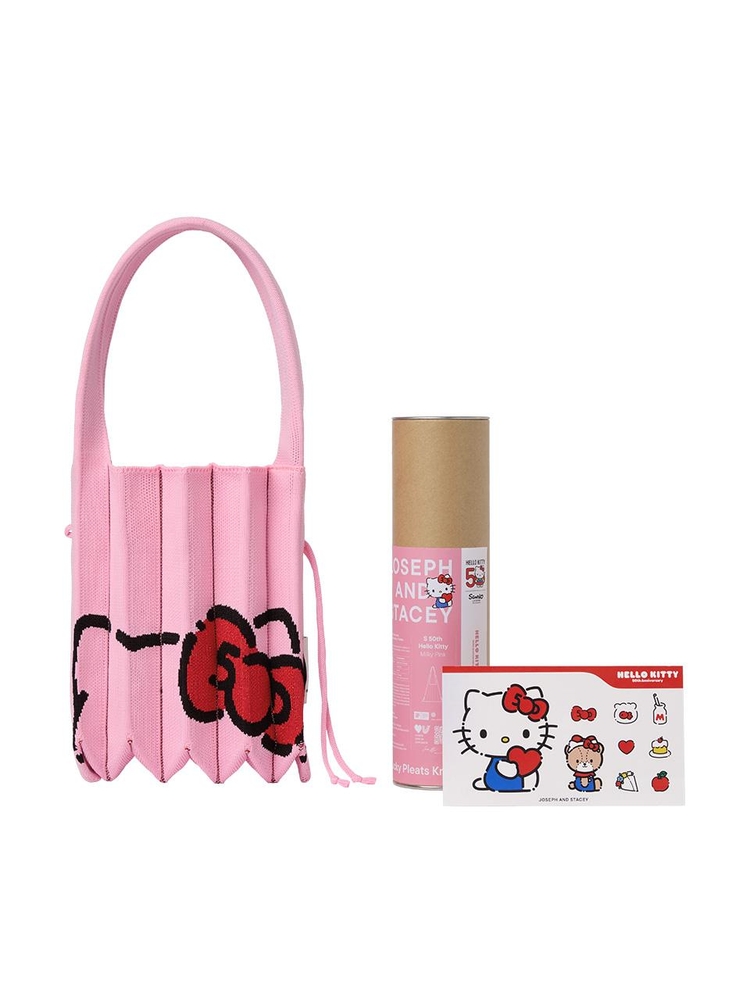 [헬로키티 50주년 2024년 한정판] Lucky Pleats Knit S 50th Hello Kitty Milky Pink