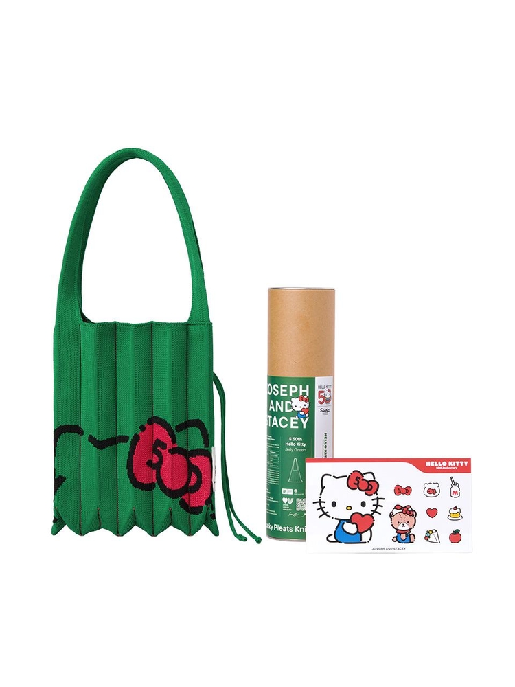 [헬로키티 50주년 2024년 한정판] Lucky Pleats Knit S 50th Hello Kitty Jelly Green