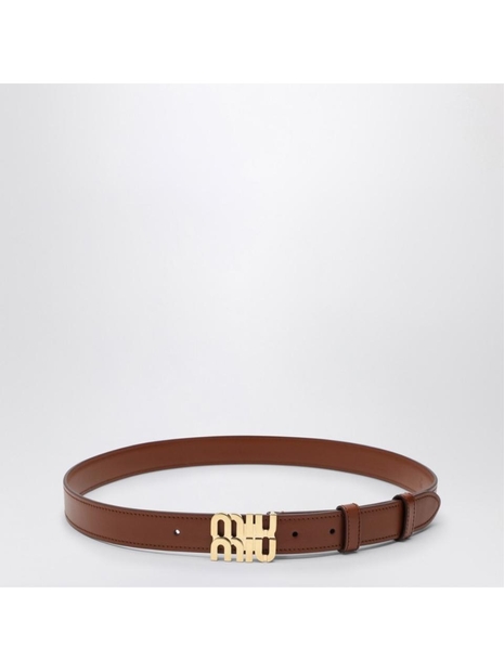 미우미우 FW24 Miu Miu Tobacco leather belt with logo 5CC5652AIX Brown