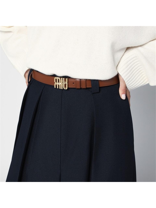 미우미우 FW24 Miu Miu Tobacco leather belt with logo 5CC5652AIX Brown