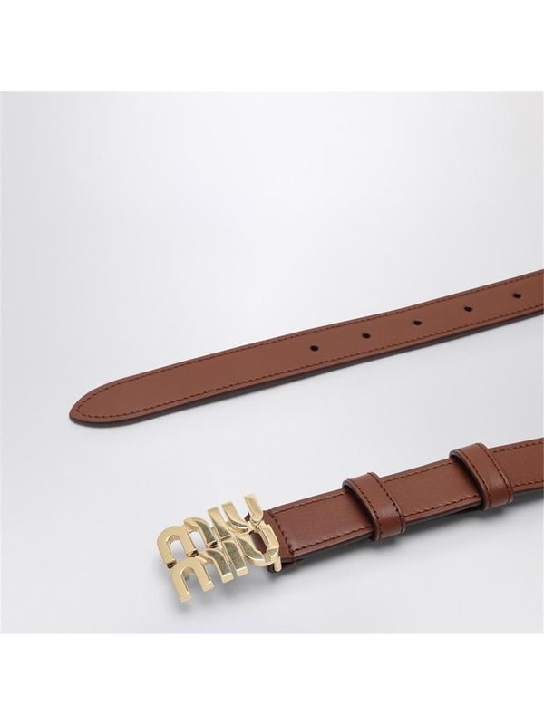 미우미우 FW24 Miu Miu Tobacco leather belt with logo 5CC5652AIX Brown