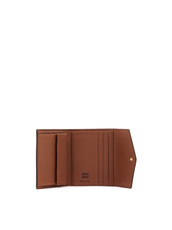 미우미우 FW24 small leather wallet 5MH040 2CSB COGNAC+PALISSANDRO