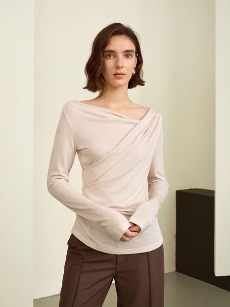 YY_Elegant long sleeve wool top_2color