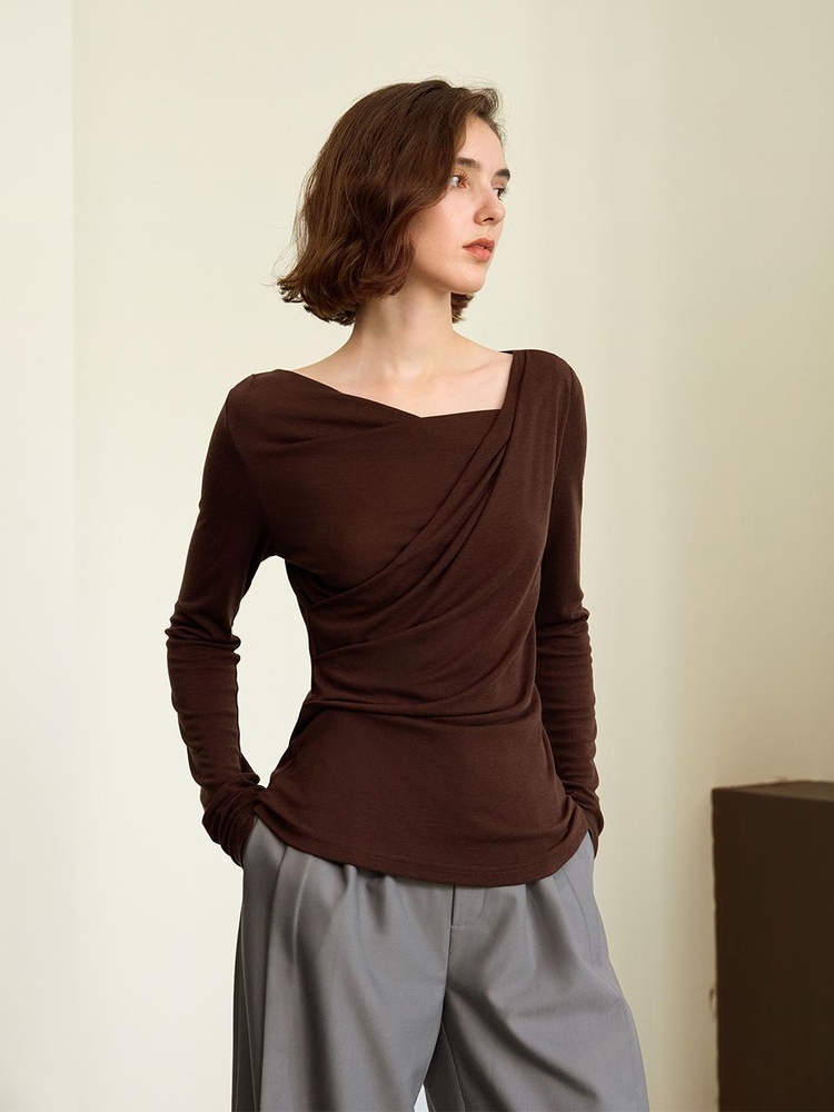 YY_Elegant long sleeve wool top_2color