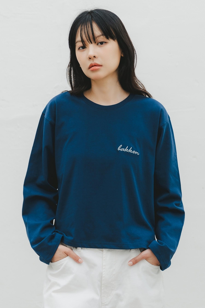 바켄 Italic Logo 긴팔티셔츠 BK4996_다크블루