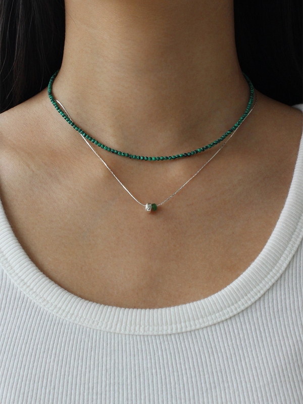 [Silver 925] Gem Necklace (Malachite)