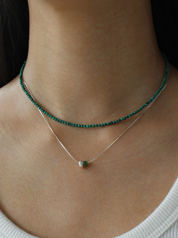 [Silver 925] Gem Necklace (Malachite)