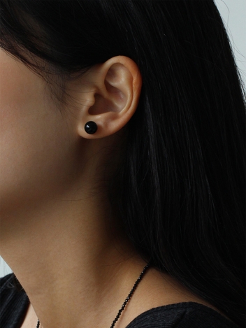 [Silver 925] Basic Onyx Earrings (M)