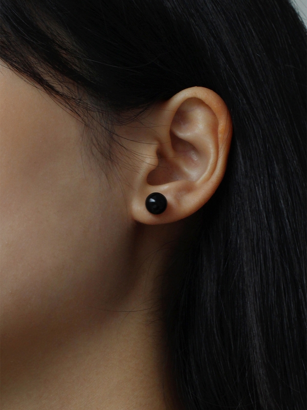 [Silver 925] Basic Onyx Earrings (M)