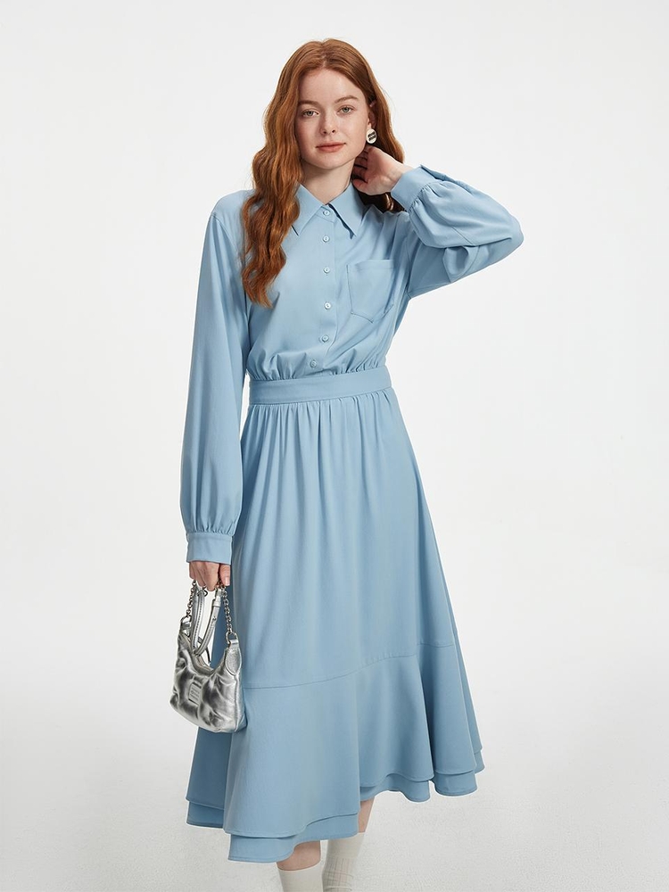 WD_Fishtail blue shirt dress