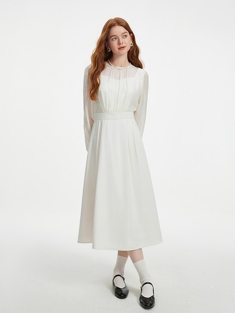 WD_Temperament pleated long dress