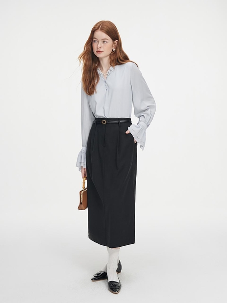 WD_High waist back slit skirt