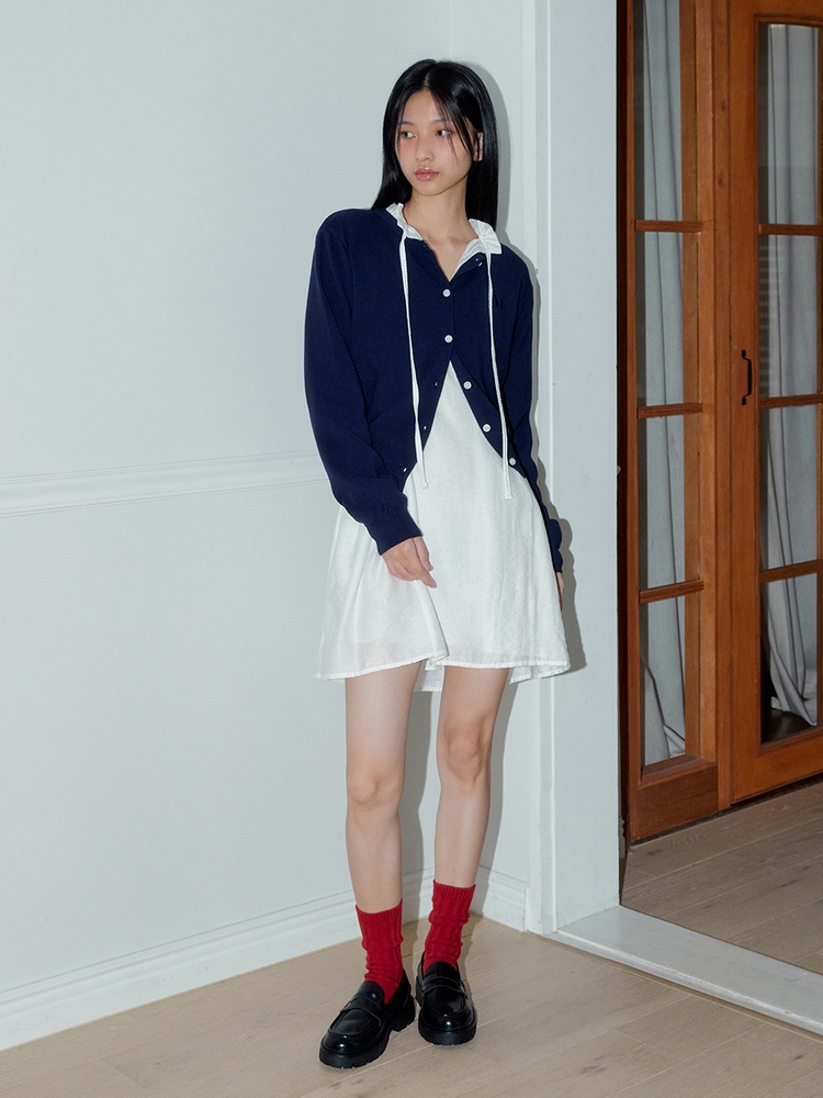 LOGO PLAIN CARDIGAN (NAVY)