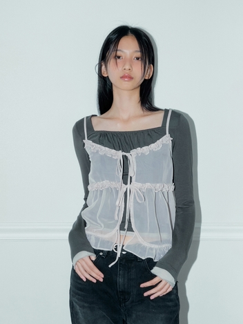 FRILL CHIFFON BUSTIER (SMOKE VIOLET)