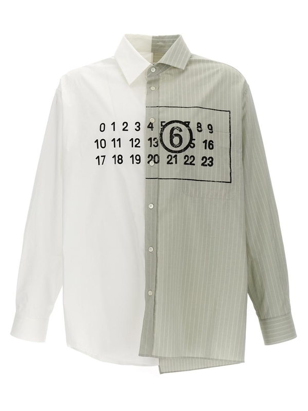 MM6 메종 마르지엘라 FW24 numeric signature asymmetric shirt SH0DT0016MTN014961 Multicolor