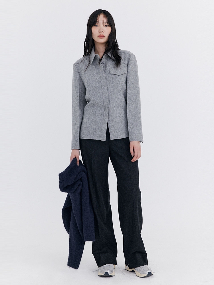 Wool Slim-Line Shirt_Grey