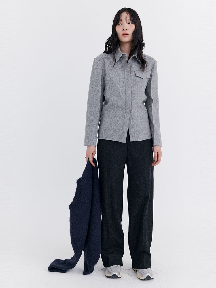 Wool Slim-Line Shirt_Grey