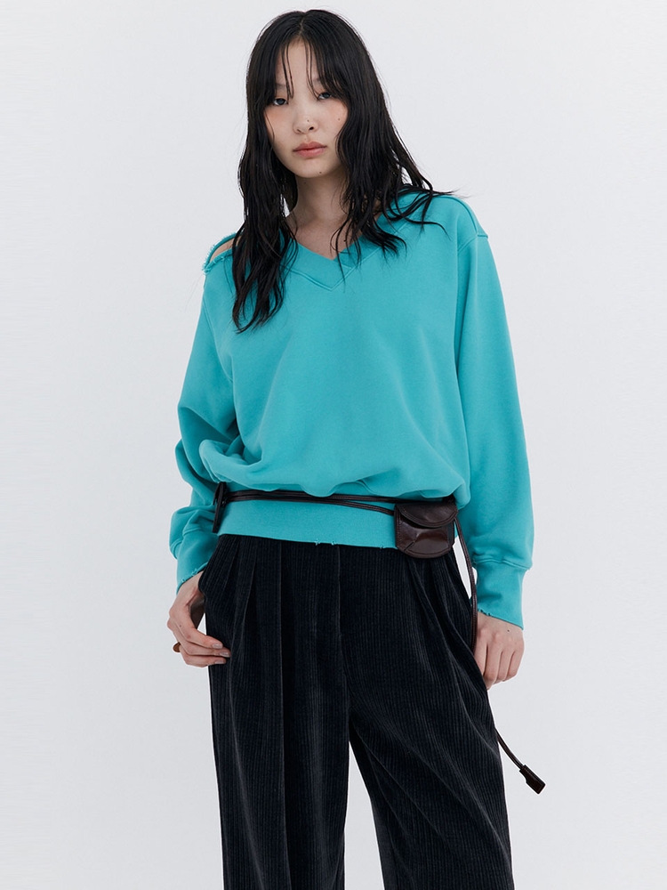 Damage V-neck sweatshirt_Mint