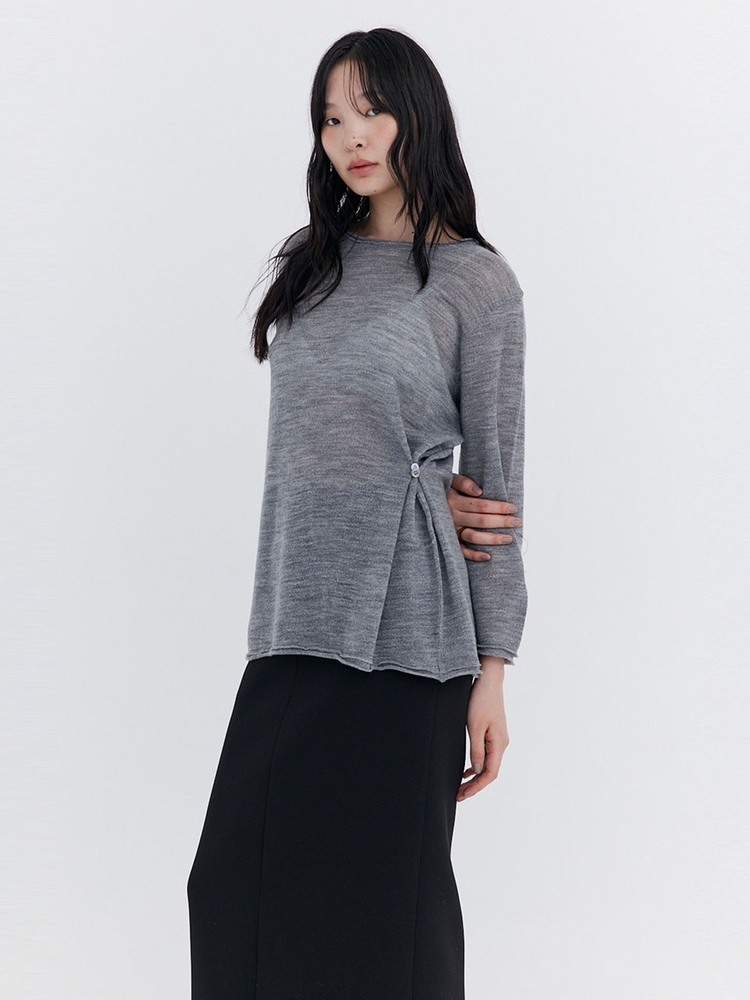 Wool Button Line T-shirt_Melange