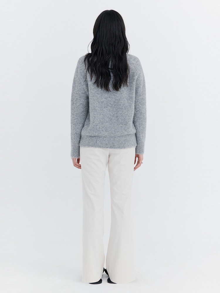 Corduroy semi-Bootcut Pants_Ivory