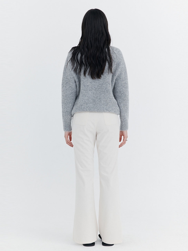 Corduroy semi-Bootcut Pants_Ivory