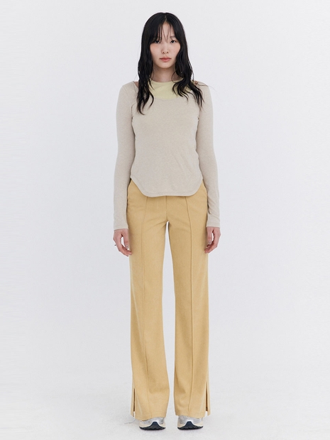 Corduroy semi-Bootcut Pants_Yellow