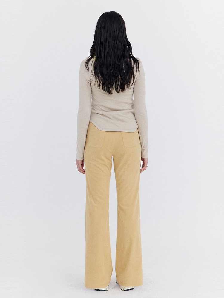 Corduroy semi-Bootcut Pants_Yellow