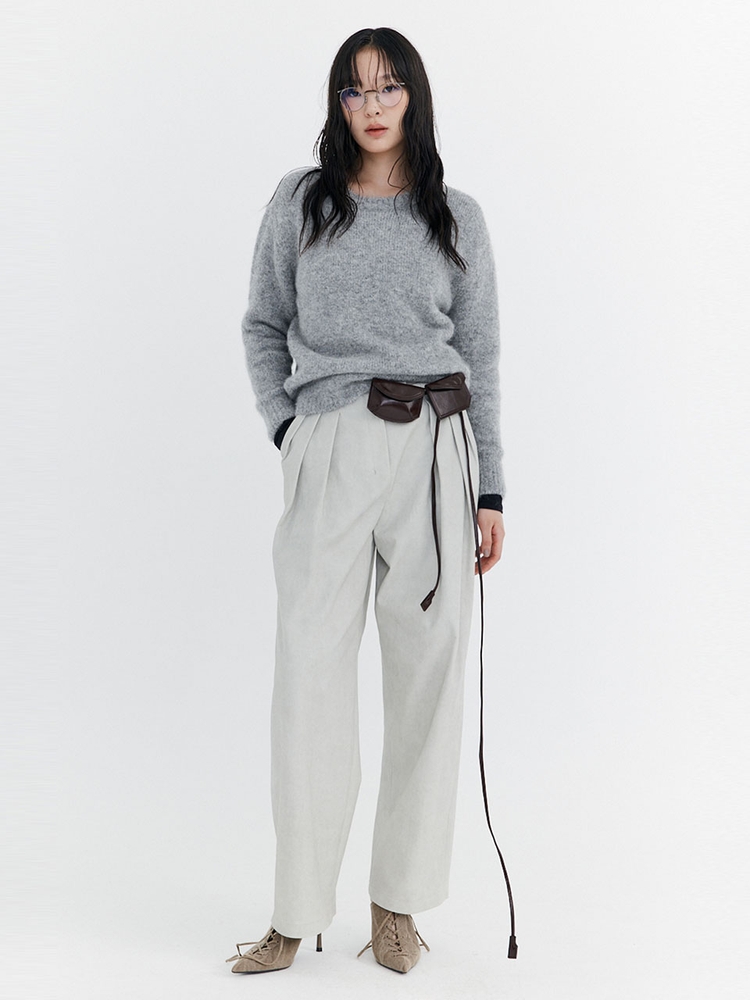 Washed Cotton Wide Pants_Grey