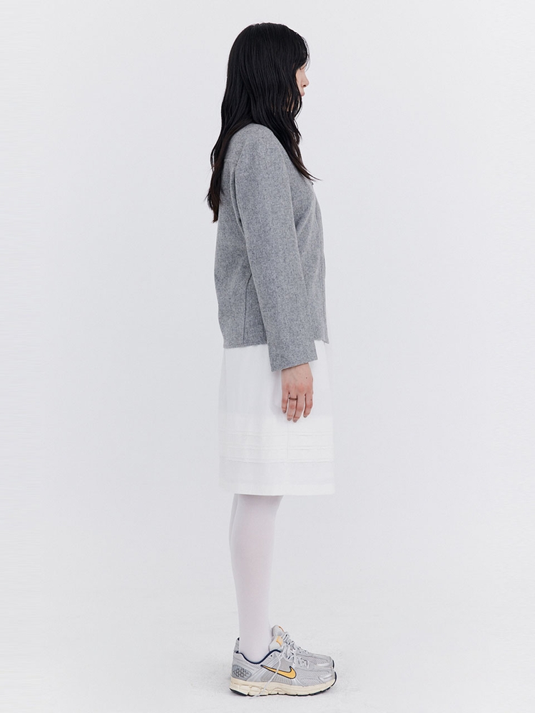 Raw-cut Tuck Skirt_White