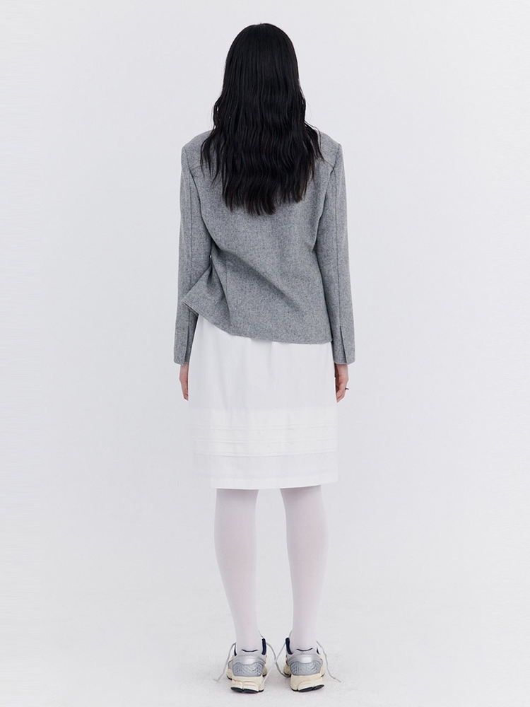 Raw-cut Tuck Skirt_White