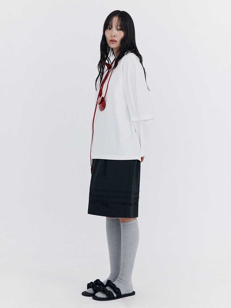 Raw-cut Tuck Skirt_Black