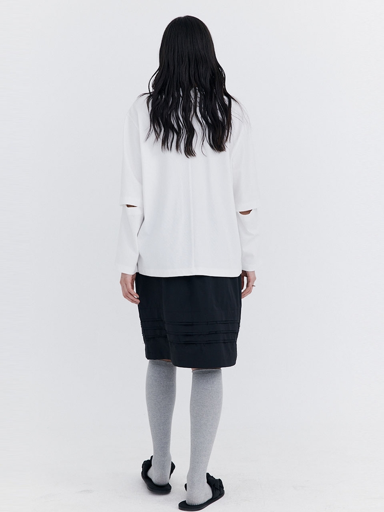 Raw-cut Tuck Skirt_Black