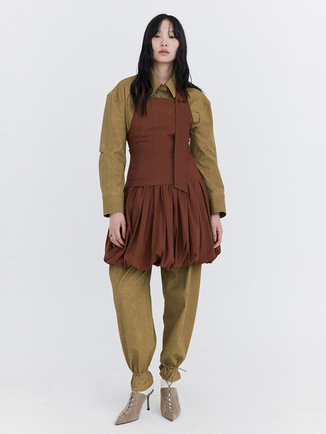 Balloon Layered Dress_Brown