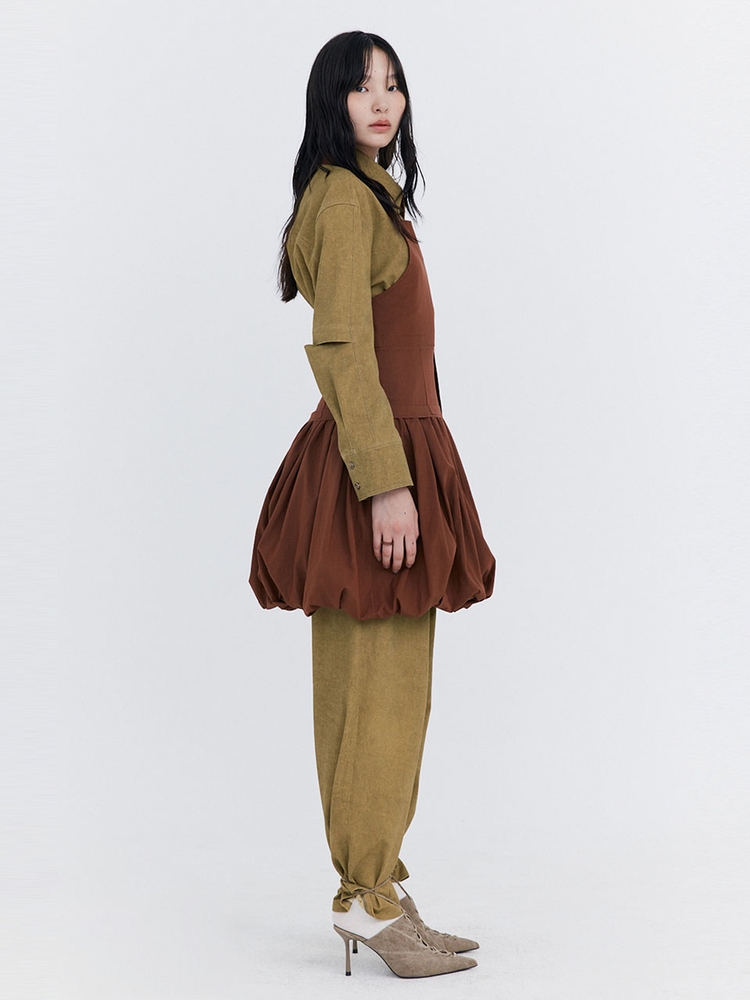 Balloon Layered Dress_Brown