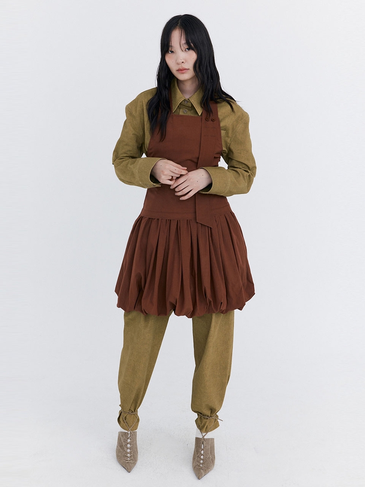 Balloon Layered Dress_Brown