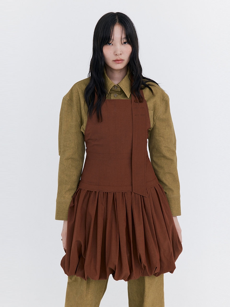 Balloon Layered Dress_Brown