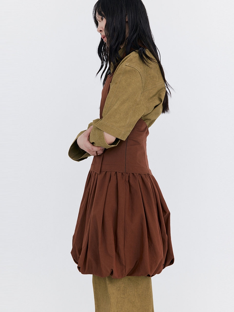 Balloon Layered Dress_Brown