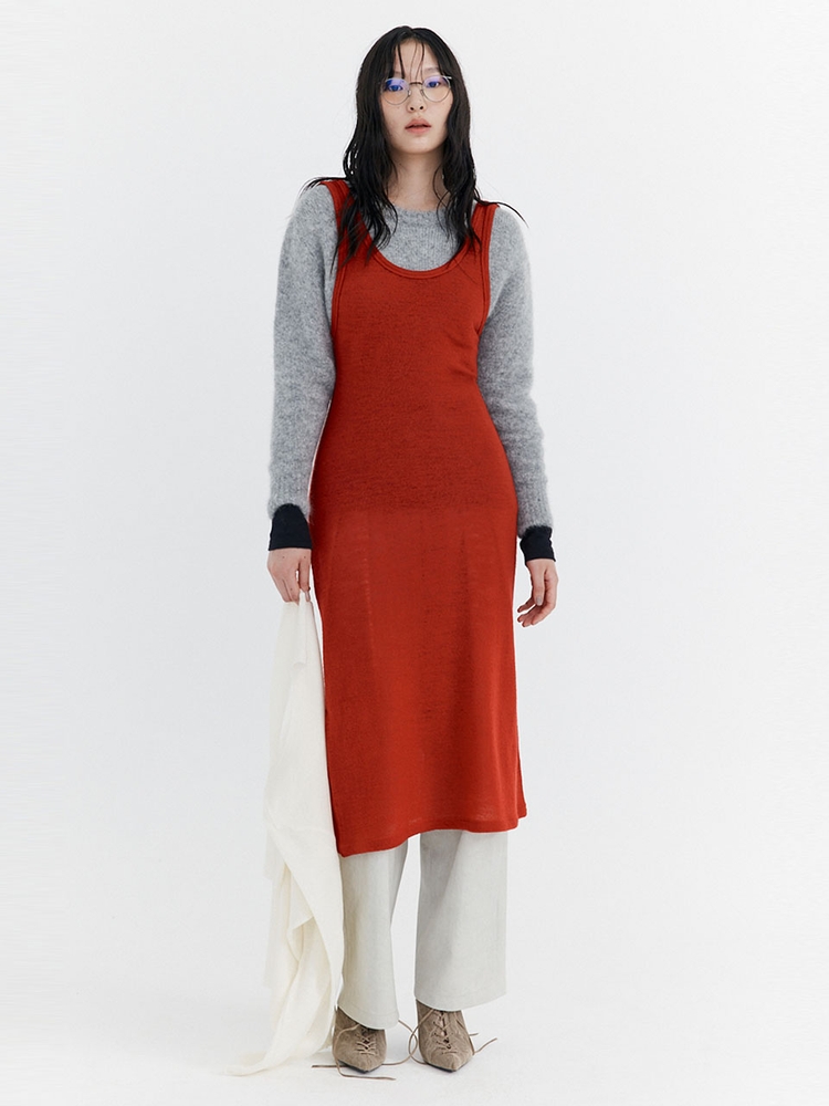 Wool Sleeveless Dress_Red