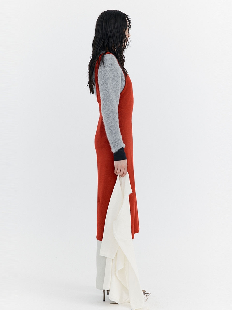 Wool Sleeveless Dress_Red