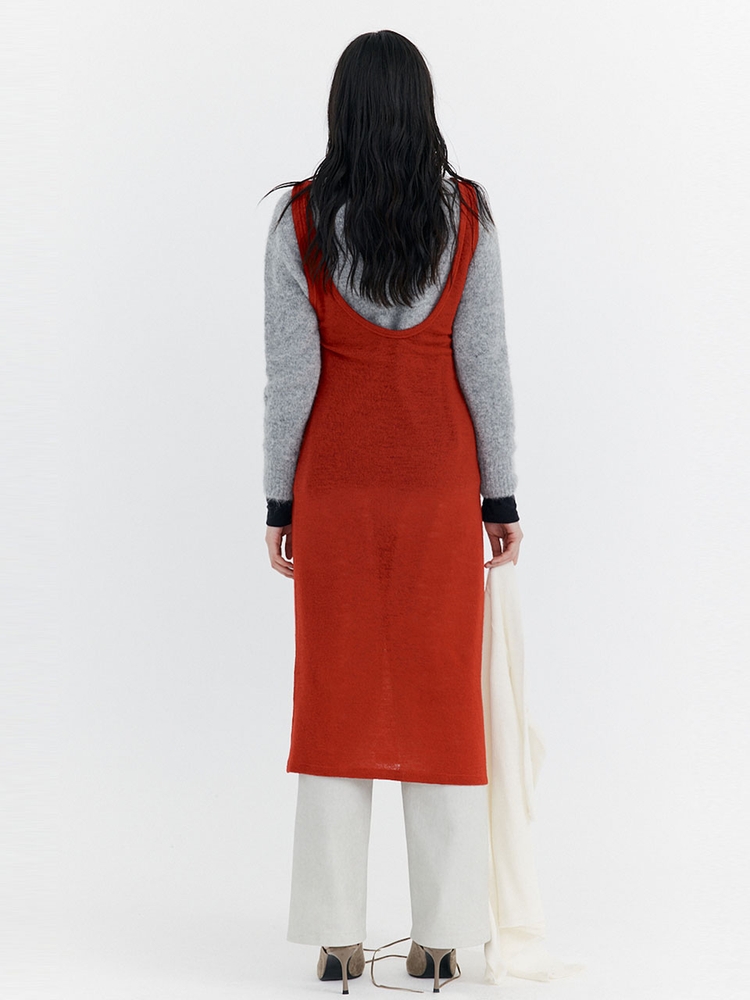 Wool Sleeveless Dress_Red