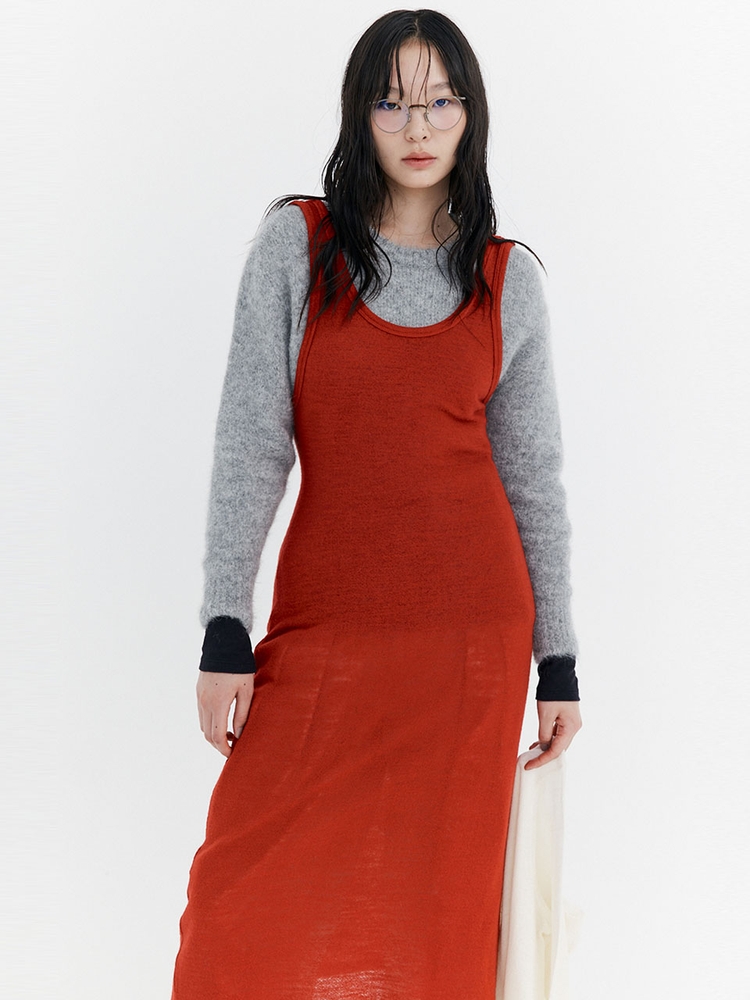 Wool Sleeveless Dress_Red